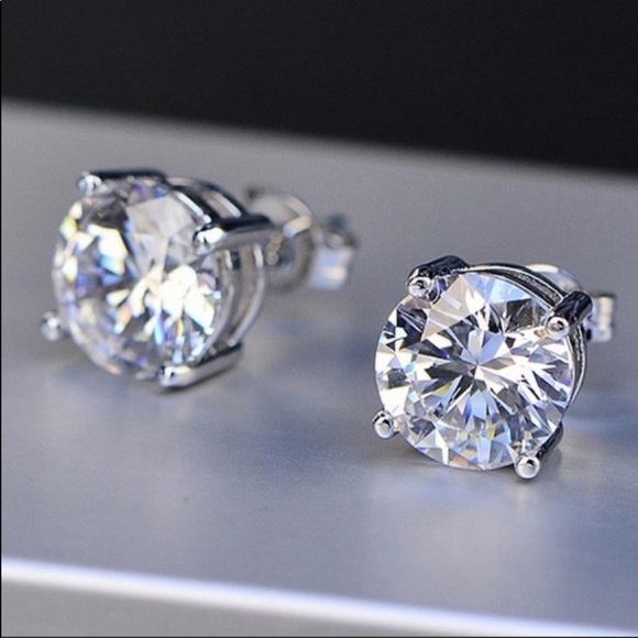 NEW 4CT DIAMOND 925 STERLING SILVER STUD EARRINGS - Picture 3 of 6